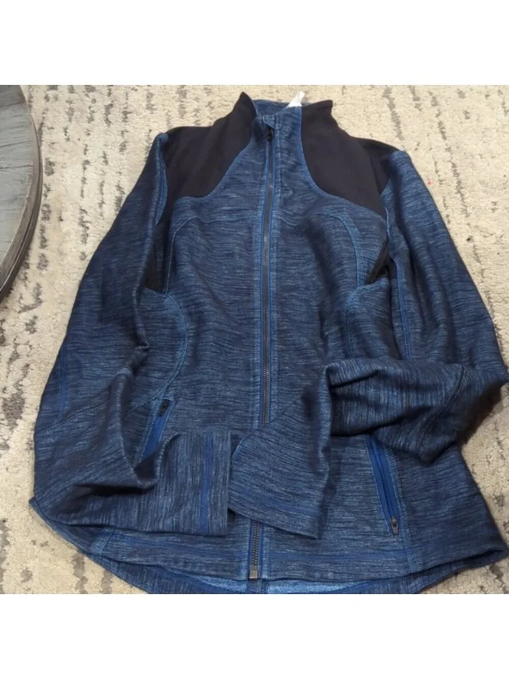 LULULEMON FORME JACKET IN SLUB DENIM BLUE/BLACK